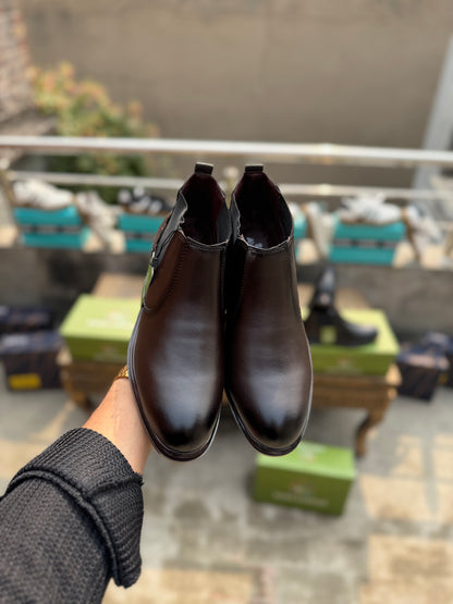 Shoe Avenue Classic Black,Brown Leather Chelsea Boots for Men
