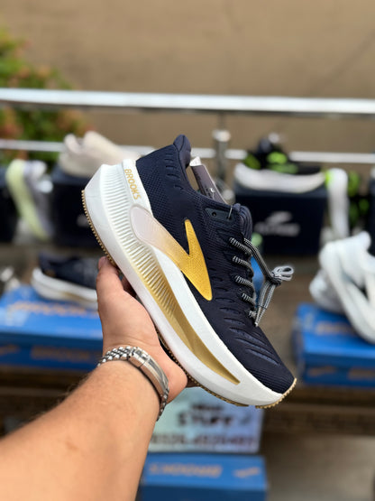 Premium Brooks-Navy Blue Gold Comfort Running Sneakers for Men