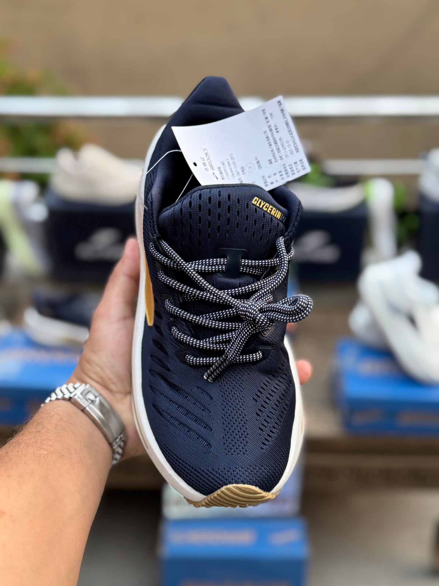Premium Brooks-Navy Blue Gold Comfort Running Sneakers for Men